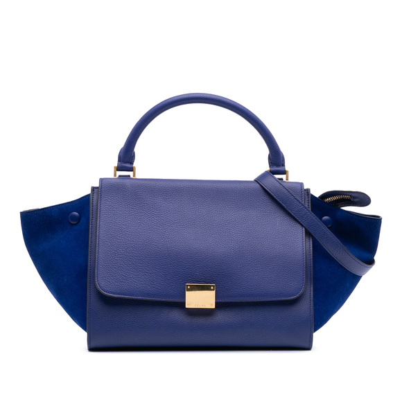 Pre-Loved Celine Small Drummed Calfskin and Suede Trapeze Satchel - Picture 1 of 12